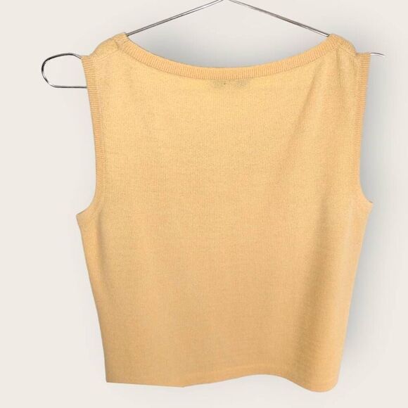 St. John Womens Top Sz Small Buttercup Yellow Tank Scoop Knit Royalty Classicore - Picture 5 of 10